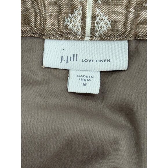 J. Jill Love Linen Skirt Faux Wrap Brown Striped Womens Size M - Picture 3 of 8